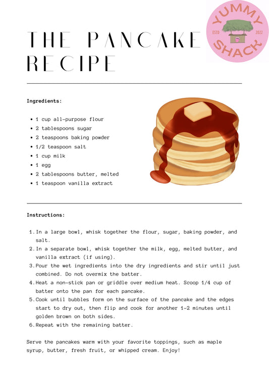 Pancake Recipe (sample product)